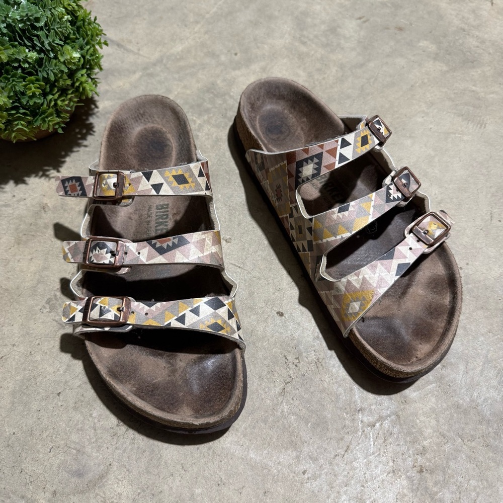 Birkenstock Florida Fresh Ethno Mocha Sandals‎ Size 38/7 Aztec Southwest Stern